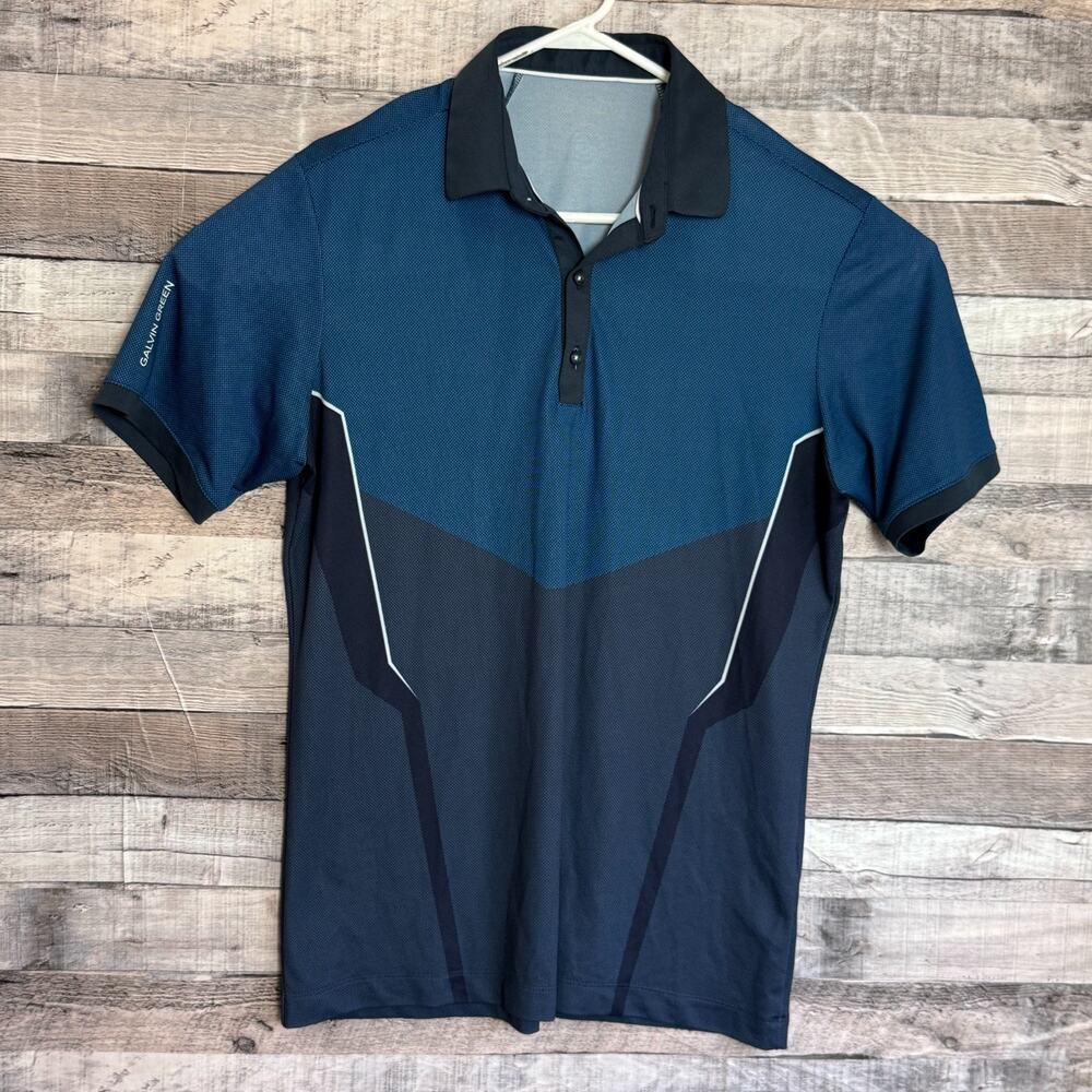 Galvin Green Mateus Golf Polo Shirt Mens Large Navy Stretch Performance UV50